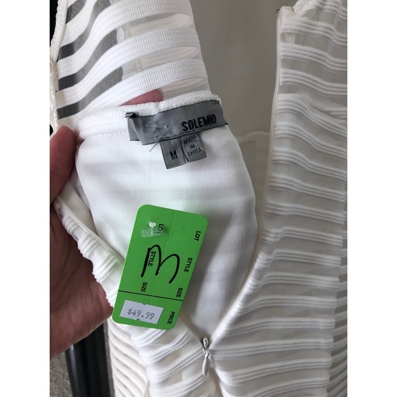 Boutique white striped sheer overlay mini dress - Picture 5 of 5